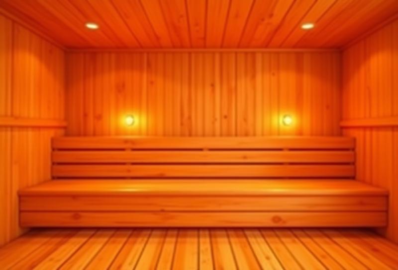 Interior view showing cedar benches and heater placement in the sauna